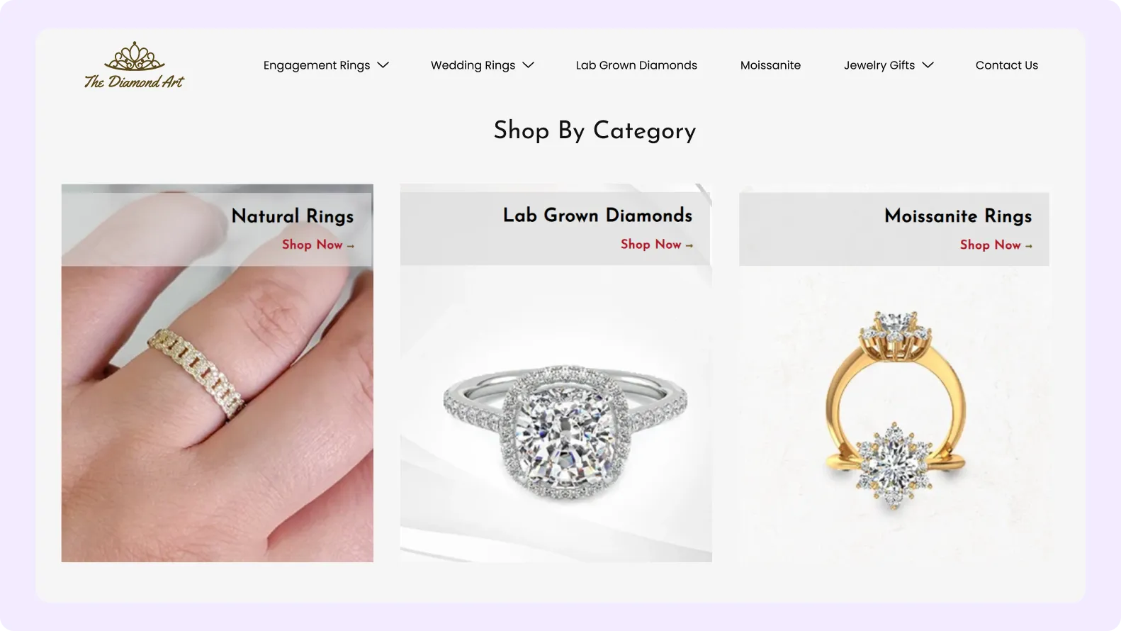 Jewelry Brand Web Development for The Diamond Art New York Store
