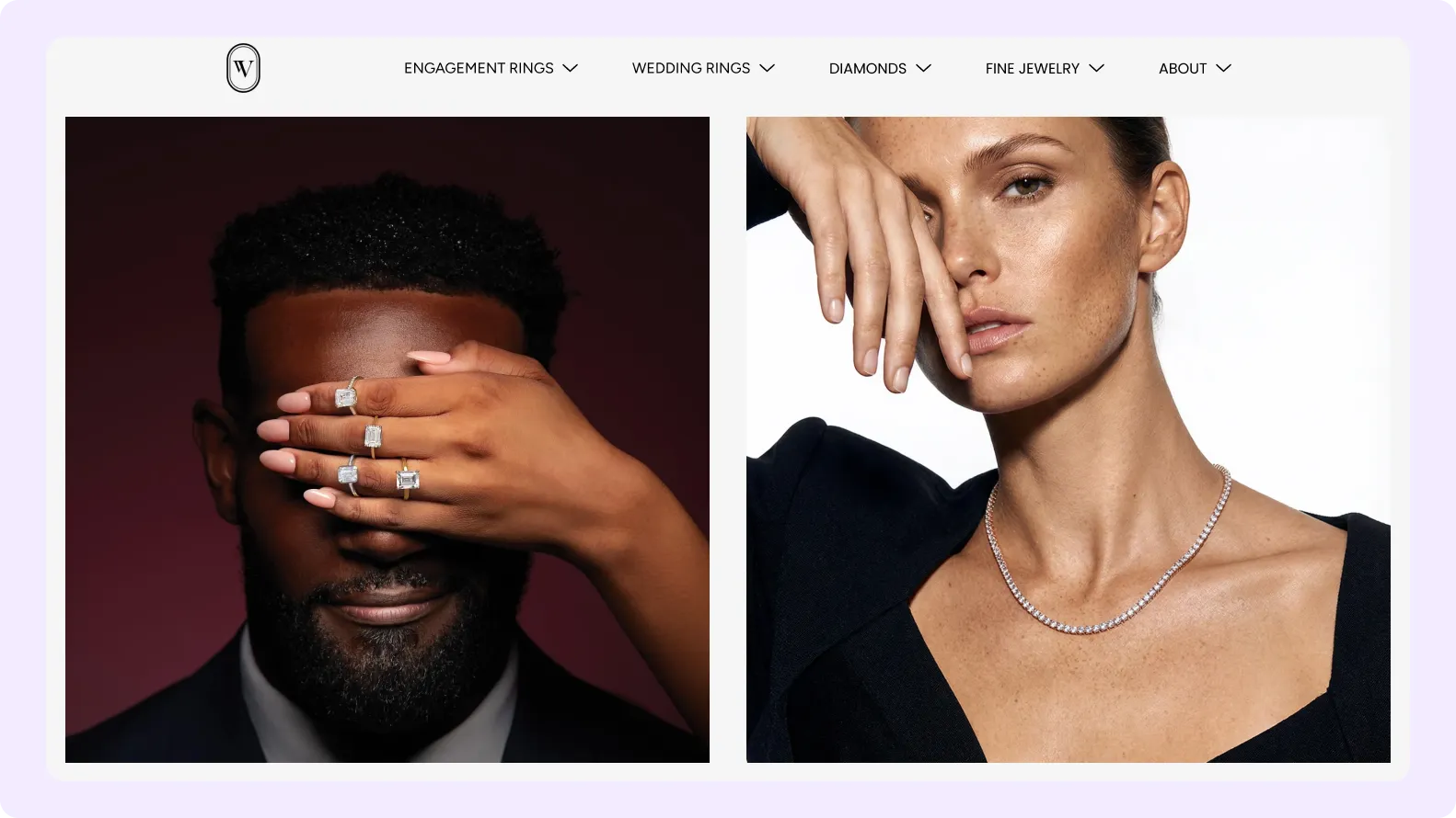 DTC Diamond Jewelry Website with Ring and Pendant Builder
