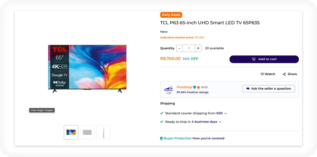 Minimal and modern UI design of Bob Shop e-commerce platform with clean product layout