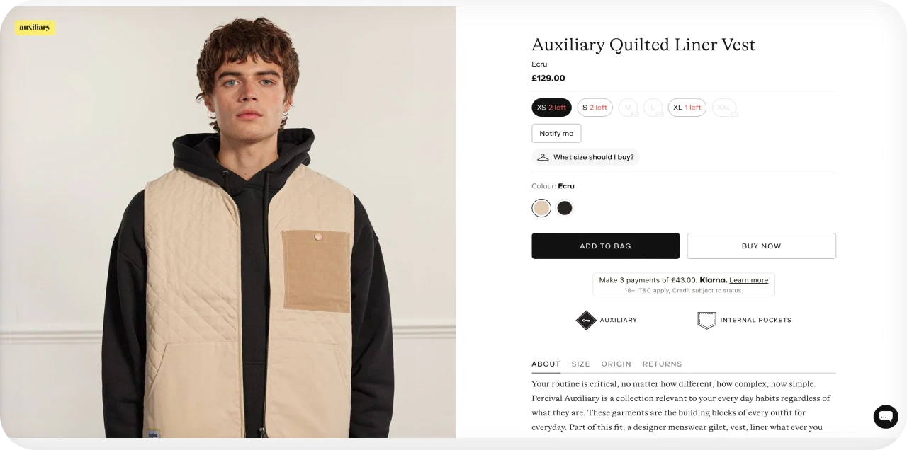 Menswear ecommerce website design on Shopify