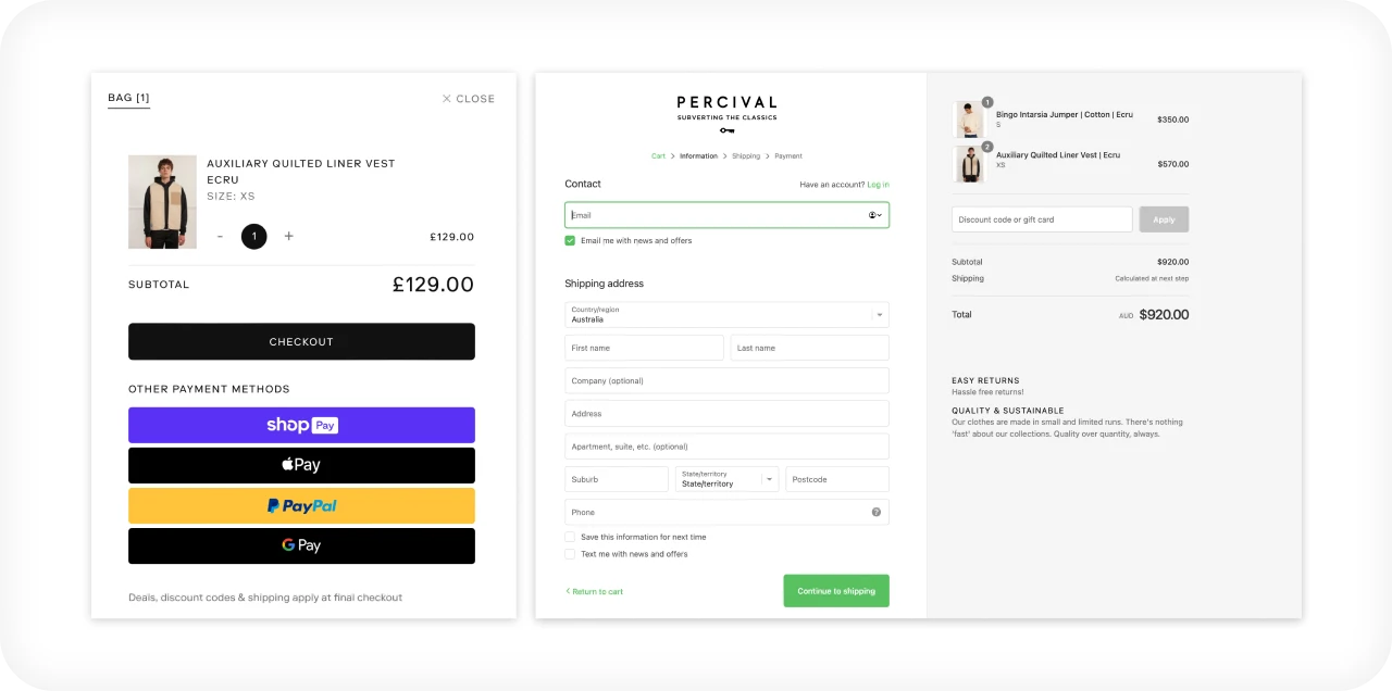 Fashion ecommerce website with minimal UI