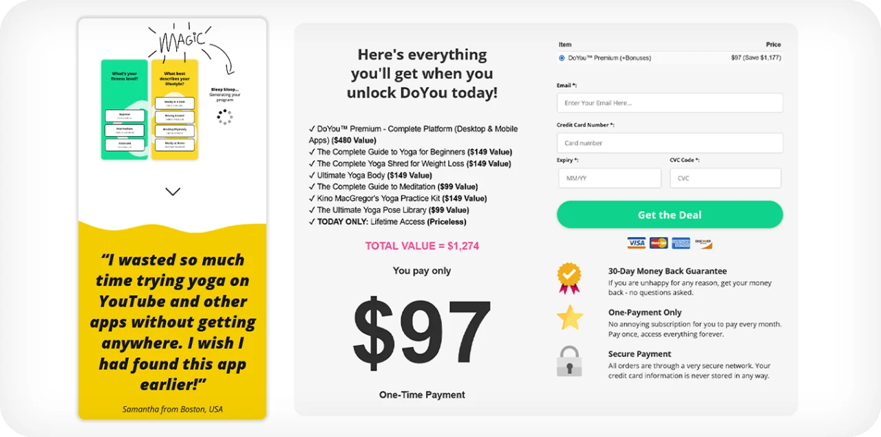 Yoga website design with subscription plans and secure payment integration for online classes