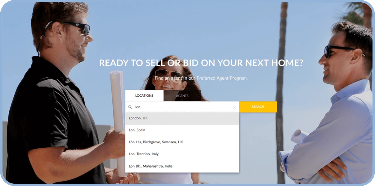 page layout for property purchase and sell