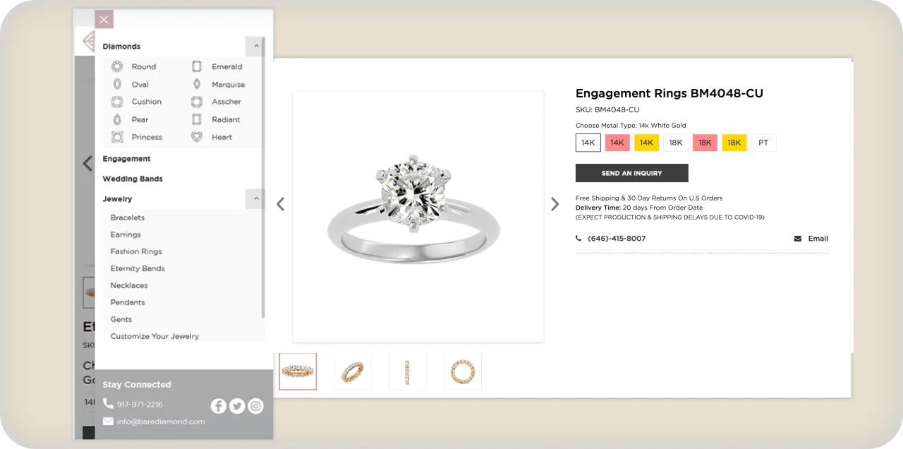 Jewelry e-commerce website development