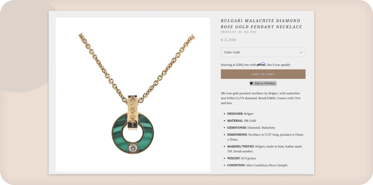Development of Shopify Online Jewelry Store