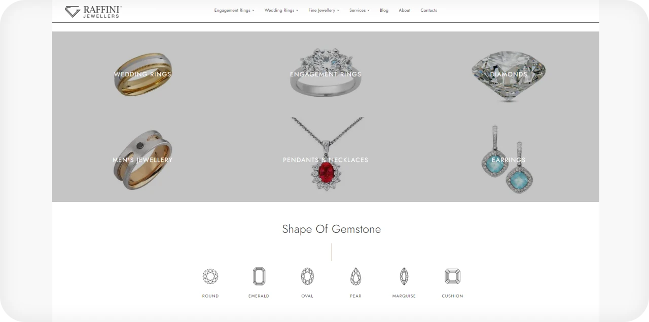 Jewelry e-commerce website development