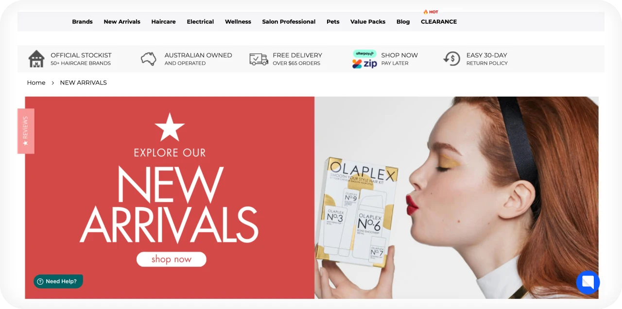 Product e-commerce website design